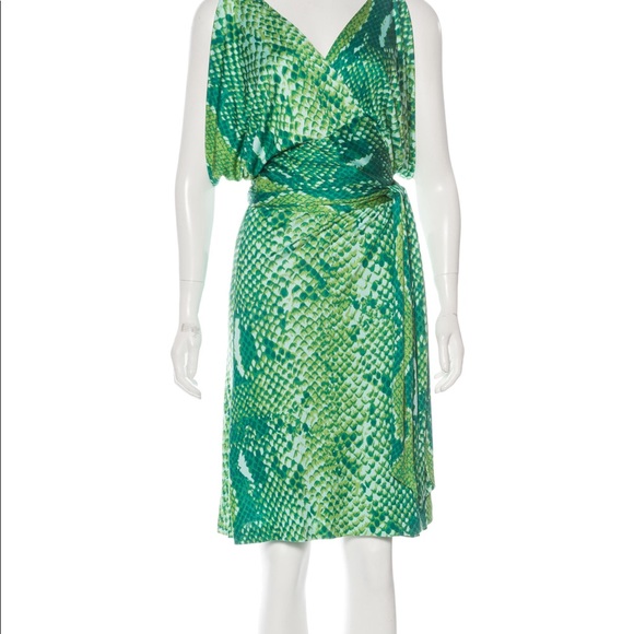 dvf green wrap dress